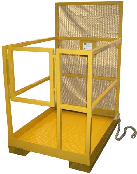 yellow forklift man basket
